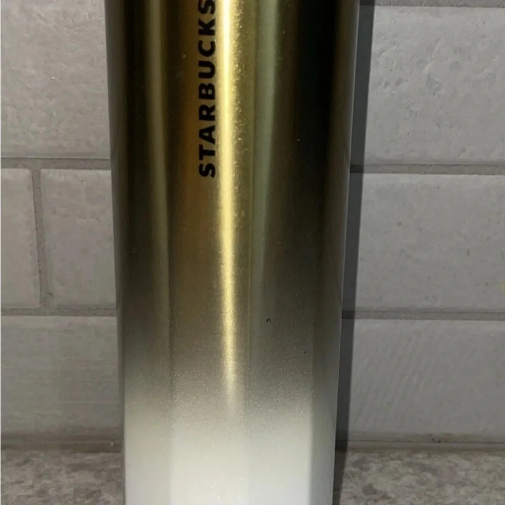 Starbucks Insulated Tumbler 2020 Gold White Ombre Double Wall Hot/Cold Cup 16 oz
